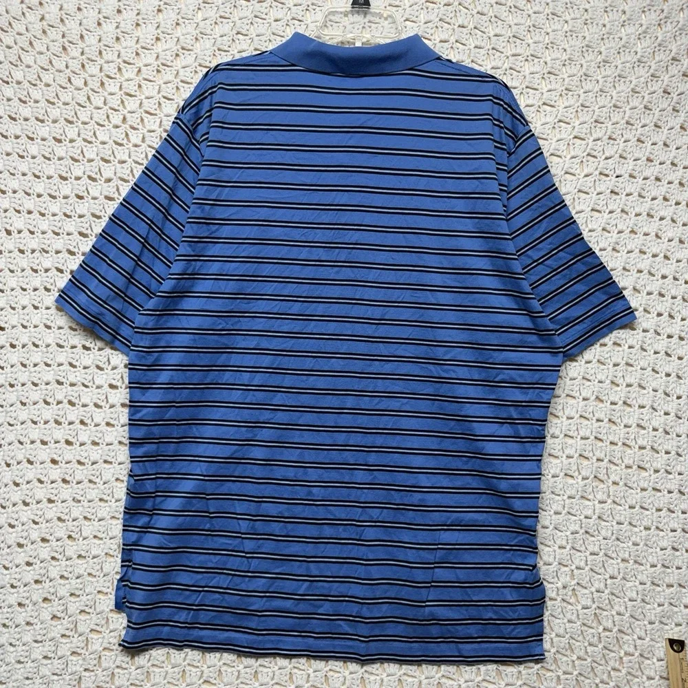 Polo Golf Ralph Lauren Shirt Men's XL Blue Striped 100% Cotton  Polo Shirt Vtg